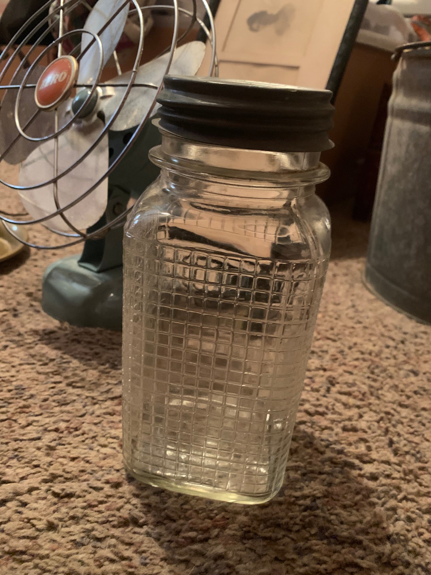 Hatch Mark Glass Jar