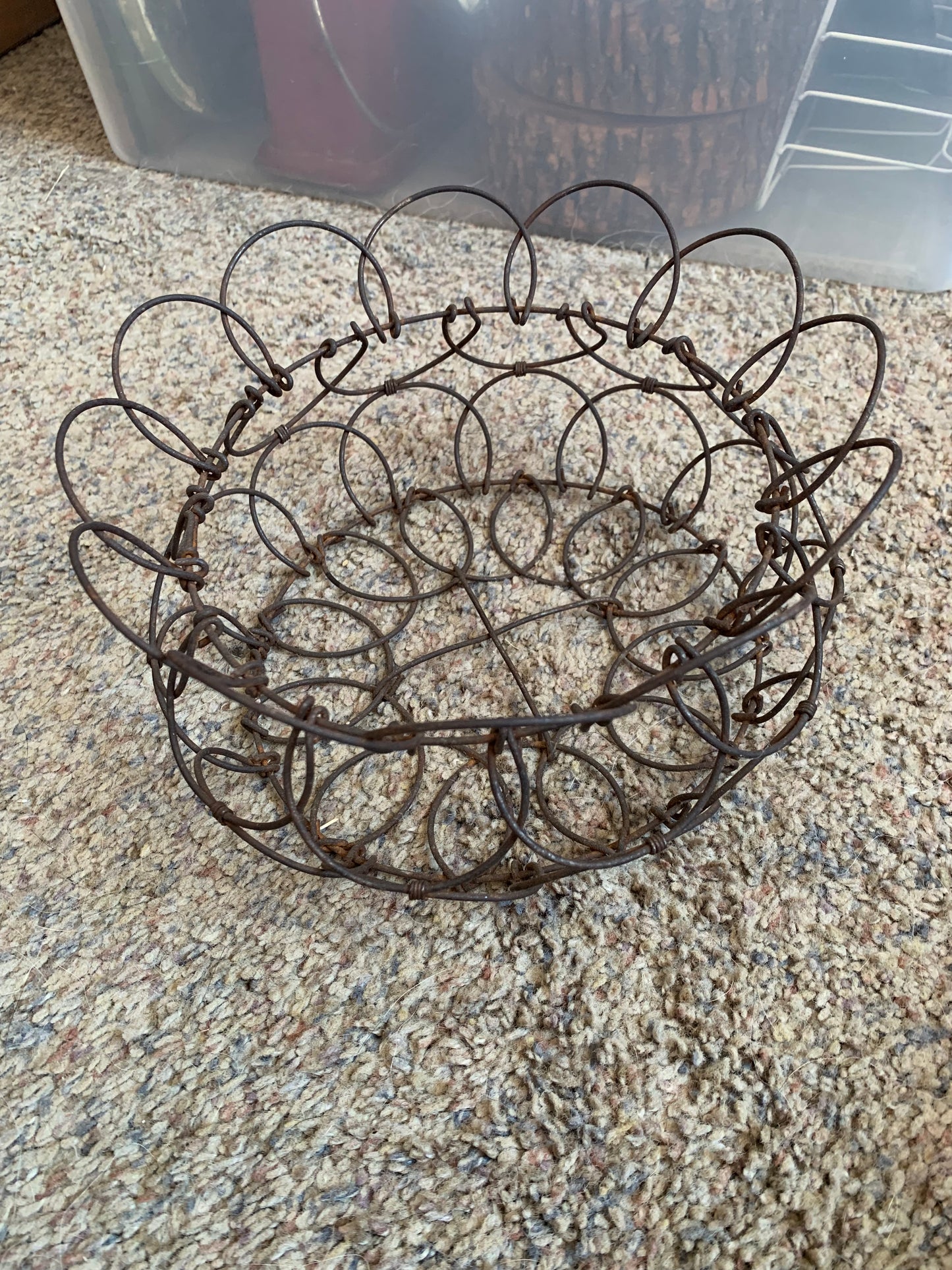 Antique wire folding egg basket