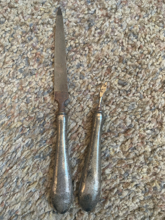Antique Silver Plate 2 Pc Manicure Set