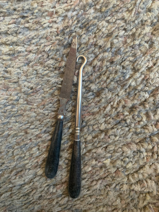 Antique Silver Plate Mini Vanity 2 Pc Set