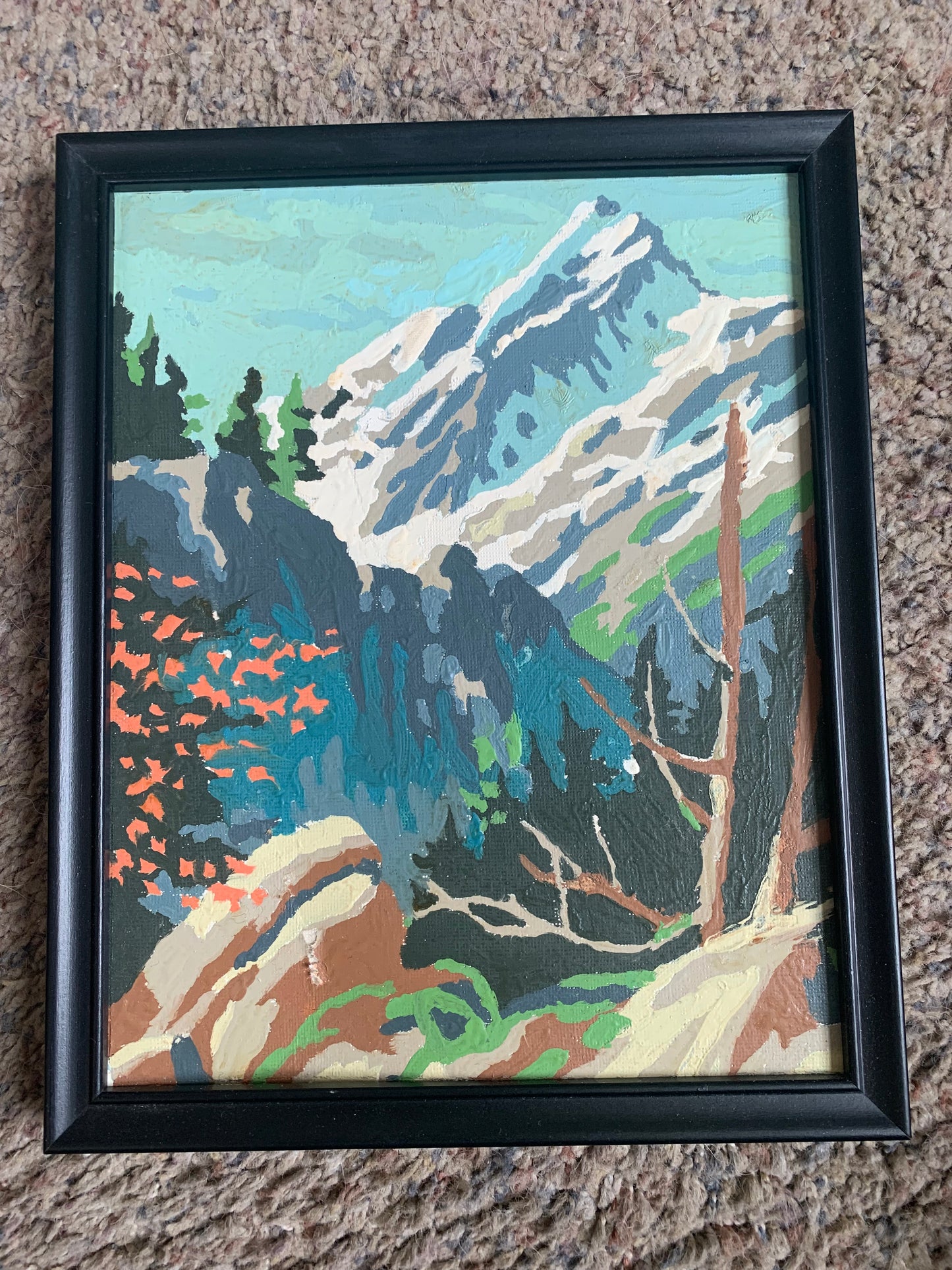 Vintage Paint By Number Mountain Scene
