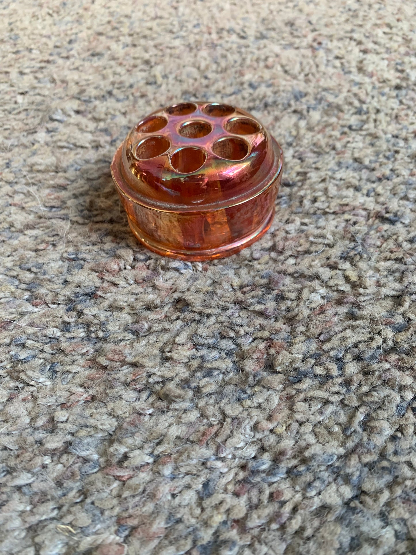 Marigold Carnival Glass 8Hole Flower Frog