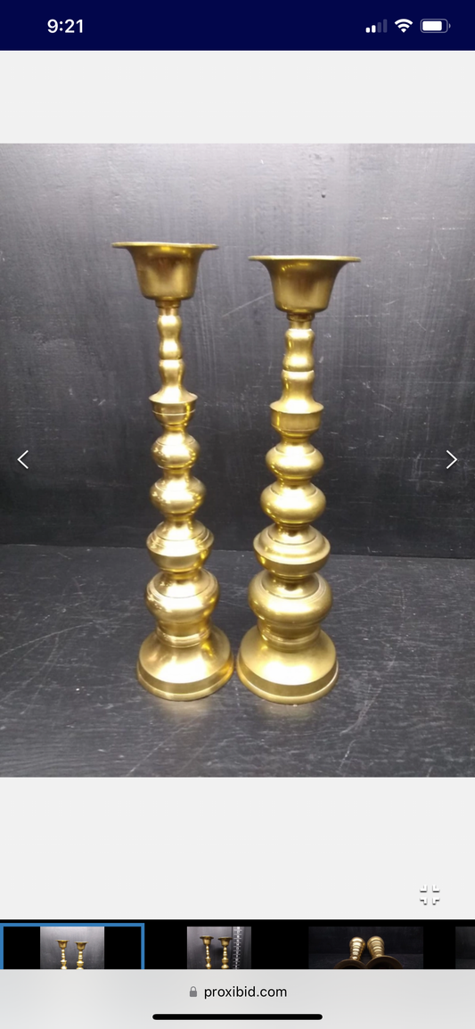 Pair of solid brass candlesticks