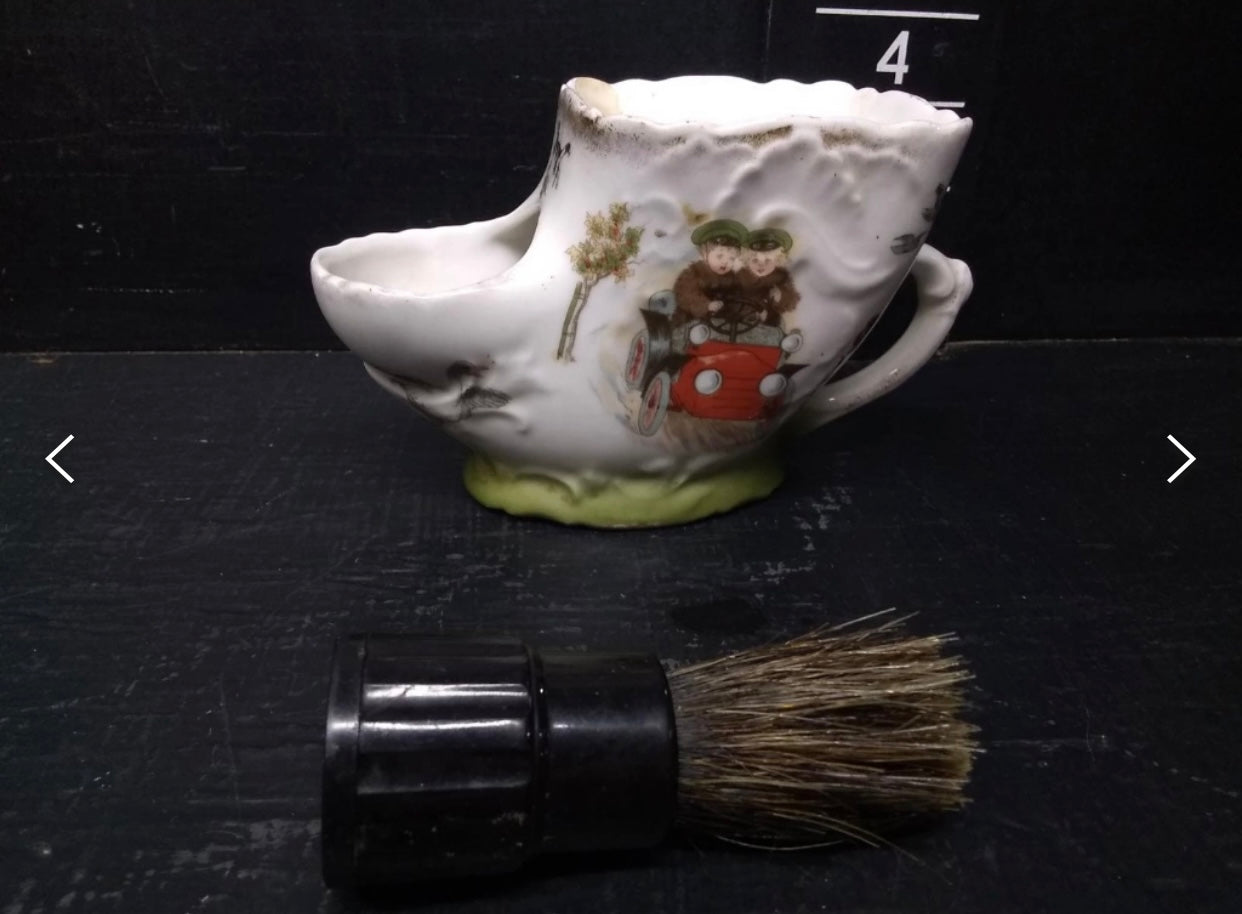 Vintage hand painted shaving skuttle mug