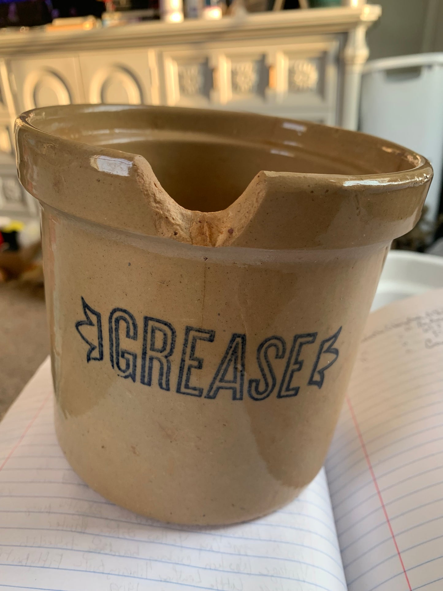 Antique stoneware grease crock