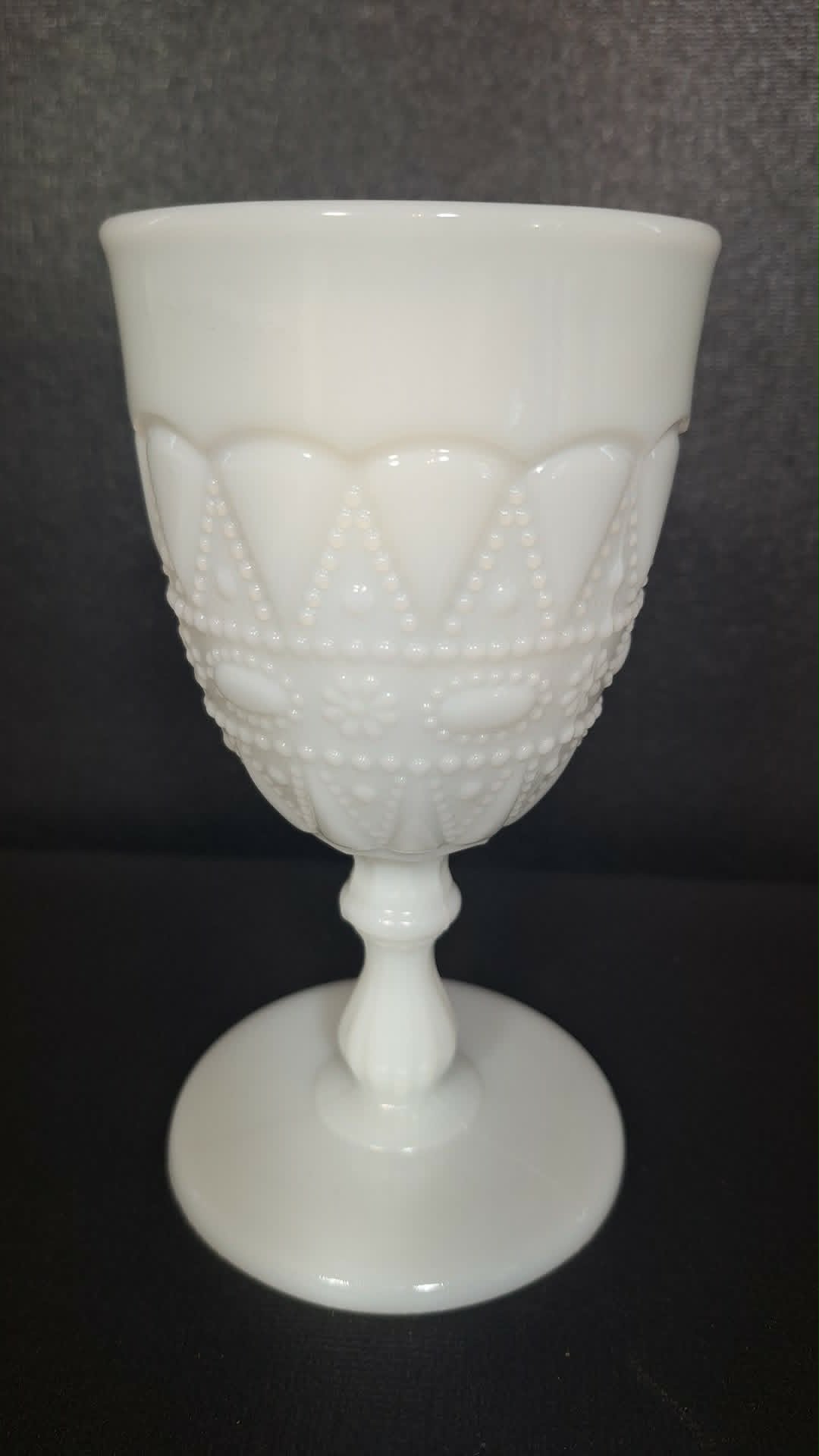 Kemple Milk Glass Lace & Dewdrop 8 oz. Goblet