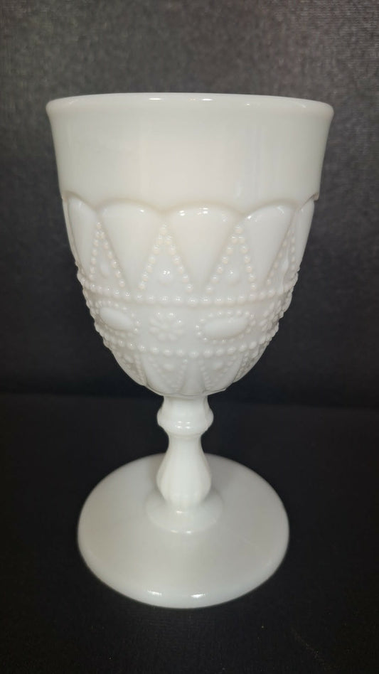 Kemple Milk Glass Lace & Dewdrop 8 oz. Goblet