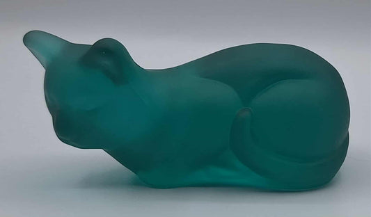 Mosser Teal Satin Laying Cat