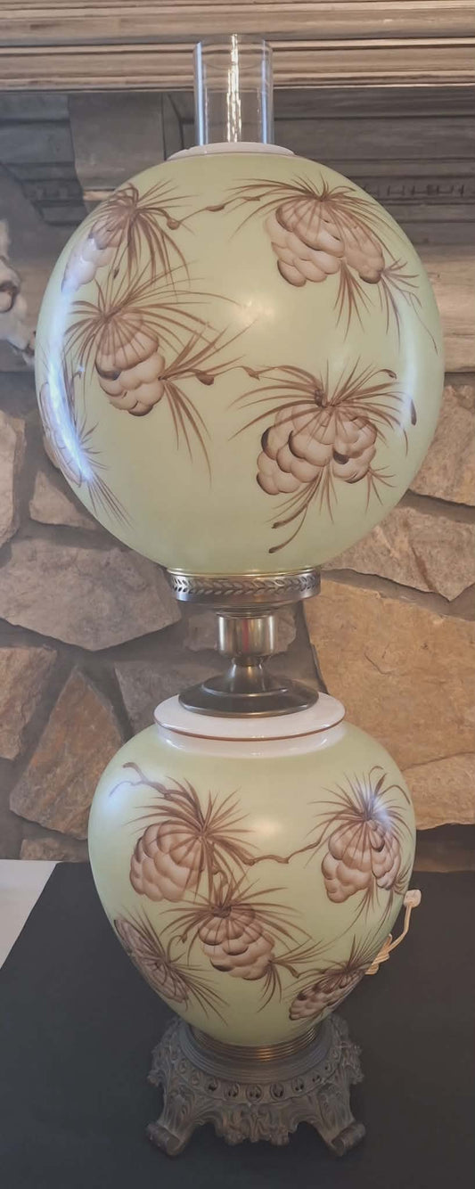 Vintage Parlor Lamp w/HP Pine Cones