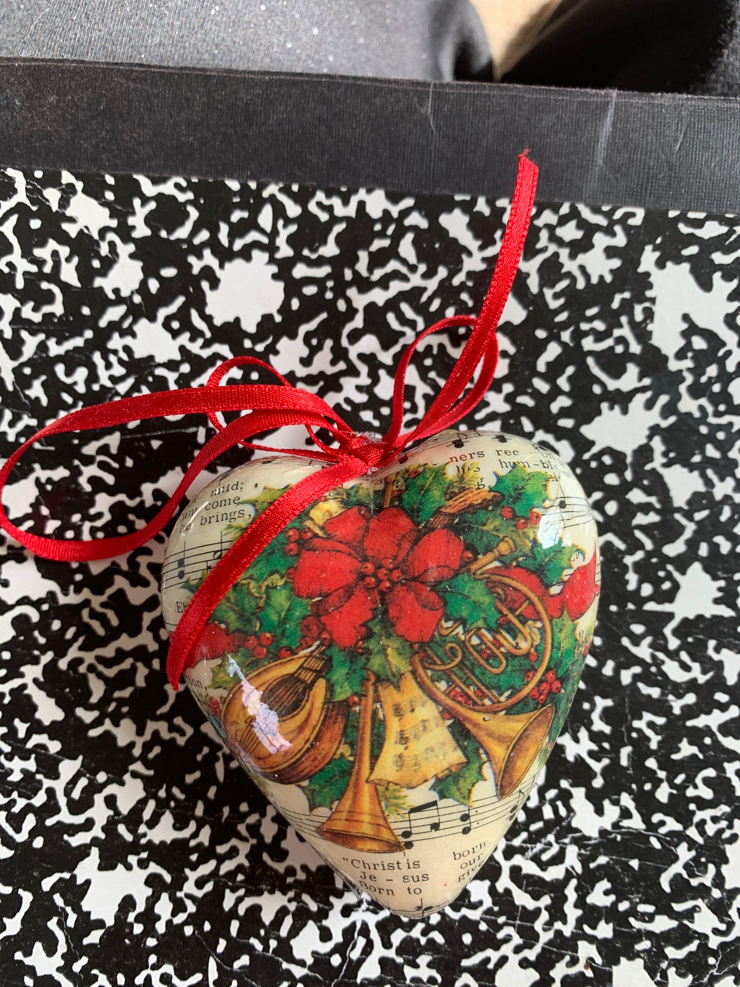 Vtg Music Note Modge Podge Christmas Ornament