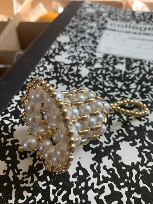 Handmade gold and pearlescent bell Christmas ornament