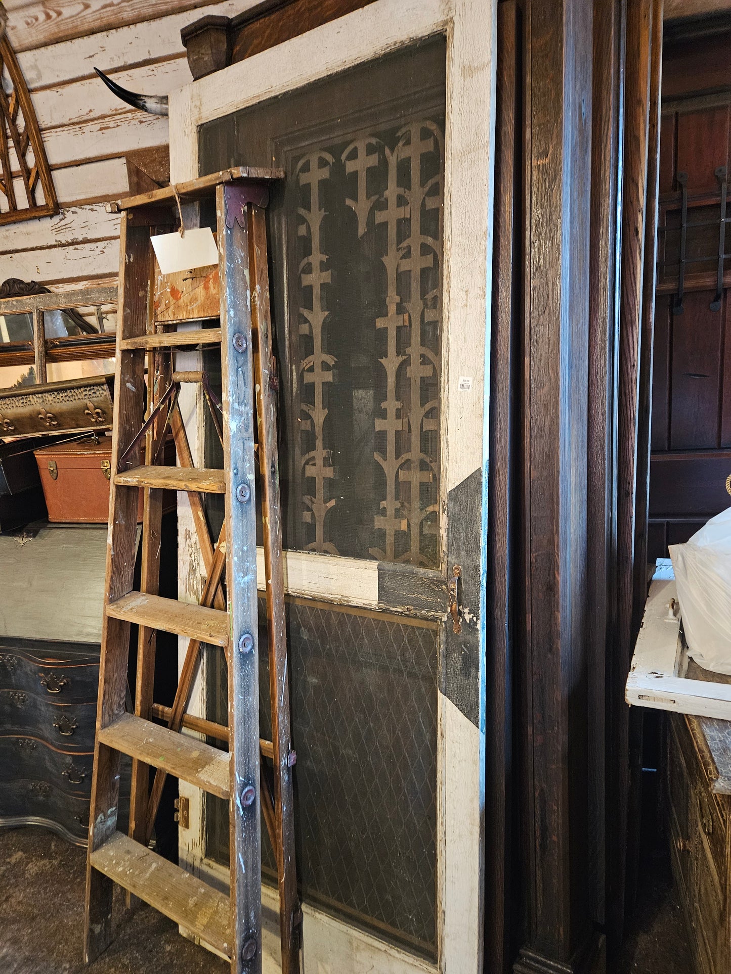 A antique screen door