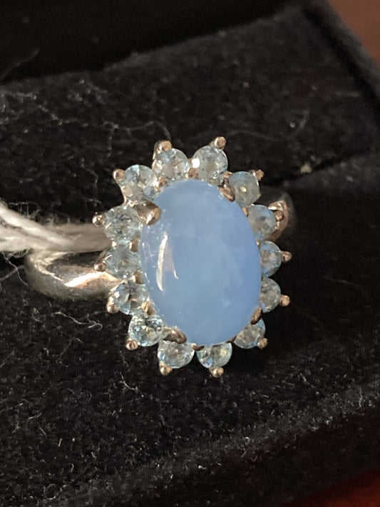 Vintage Sterling Blue Topaz Ring(oval)