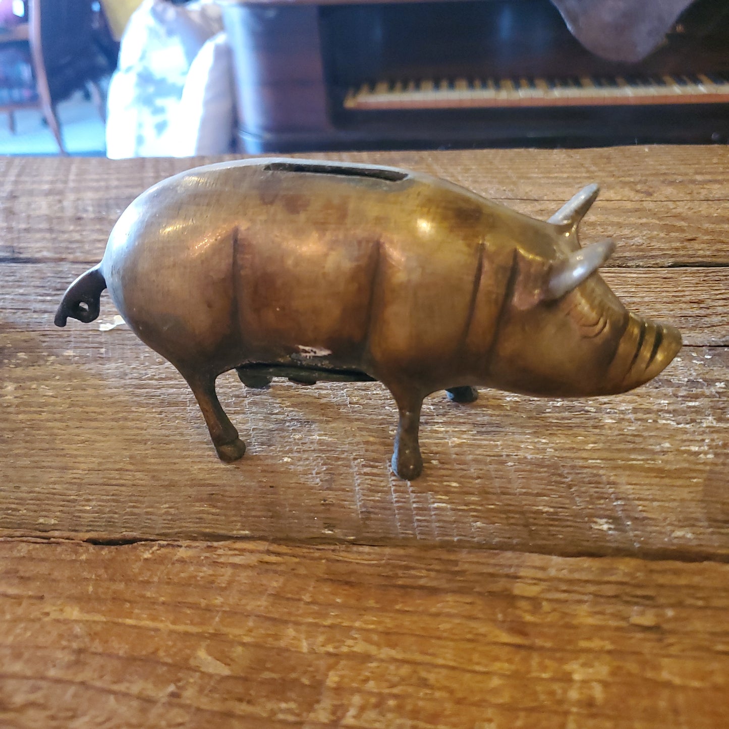Brass coin pig