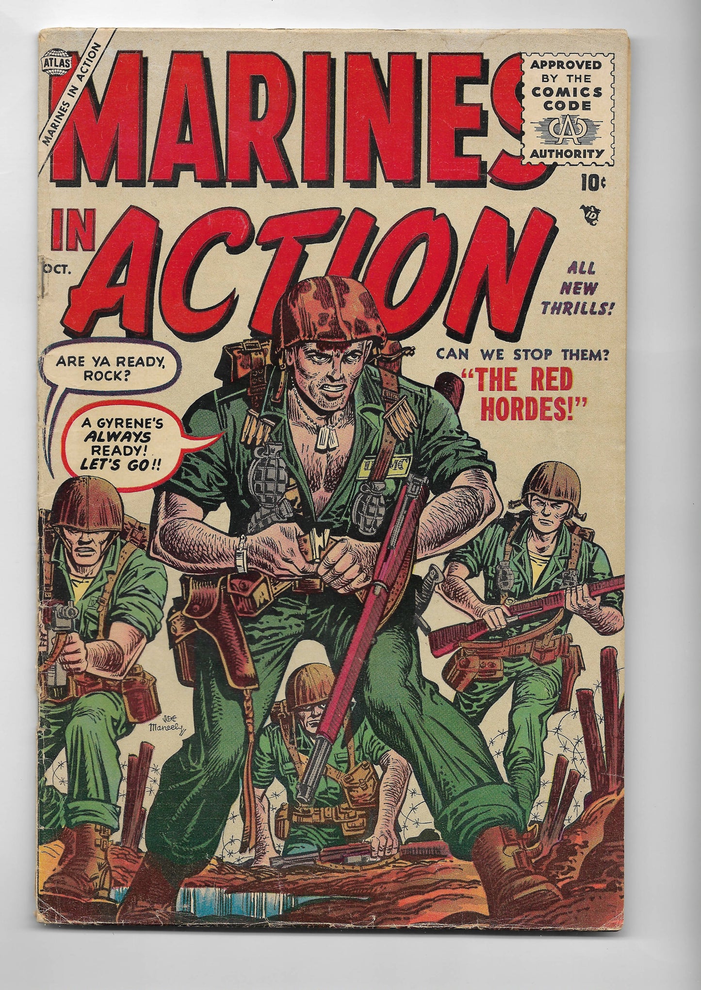 Comic Book = MARINES IN ACTION #3 CLASSIC MANEELY COVER ATLAS WAR COMIC 1955