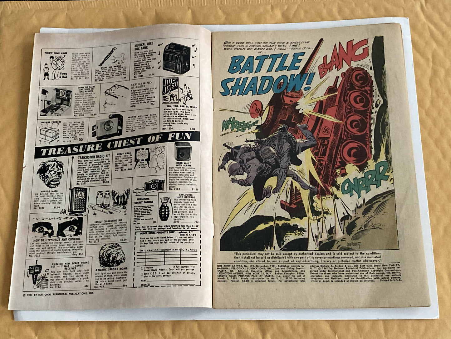 Comic Book = OUR ARMY AT WAR #112 - CLASSIC COVER FROM 1961!
