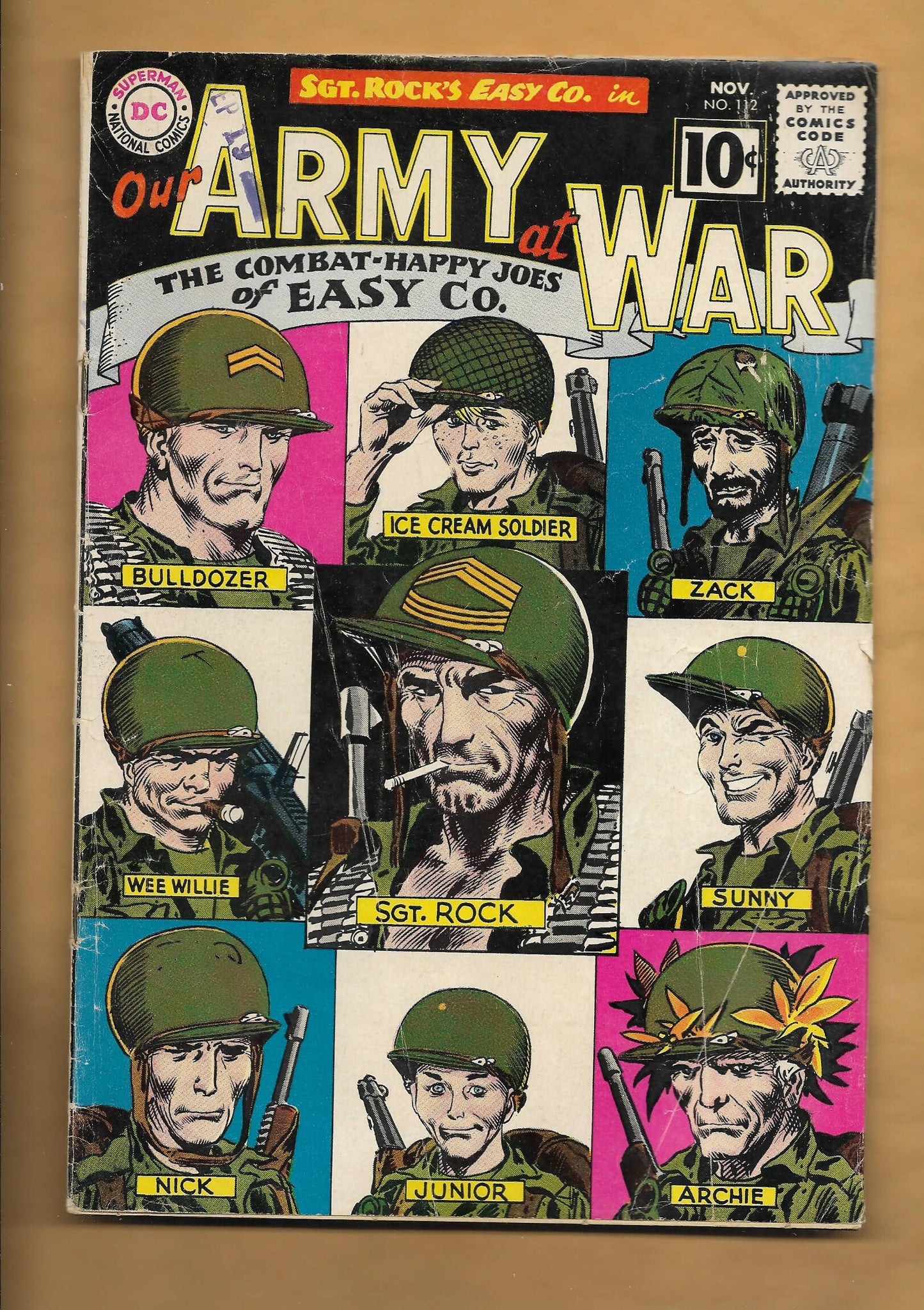 Comic Book = OUR ARMY AT WAR #112 - CLASSIC COVER FROM 1961!