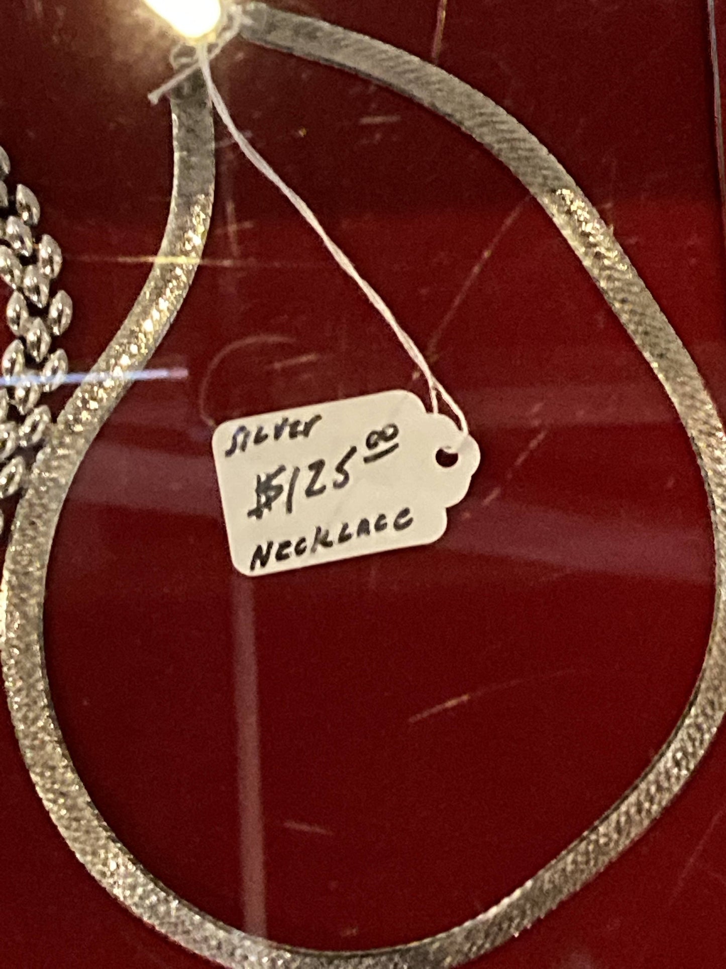 Jewelry = Vintage Sterling Silver Necklace Herringbone