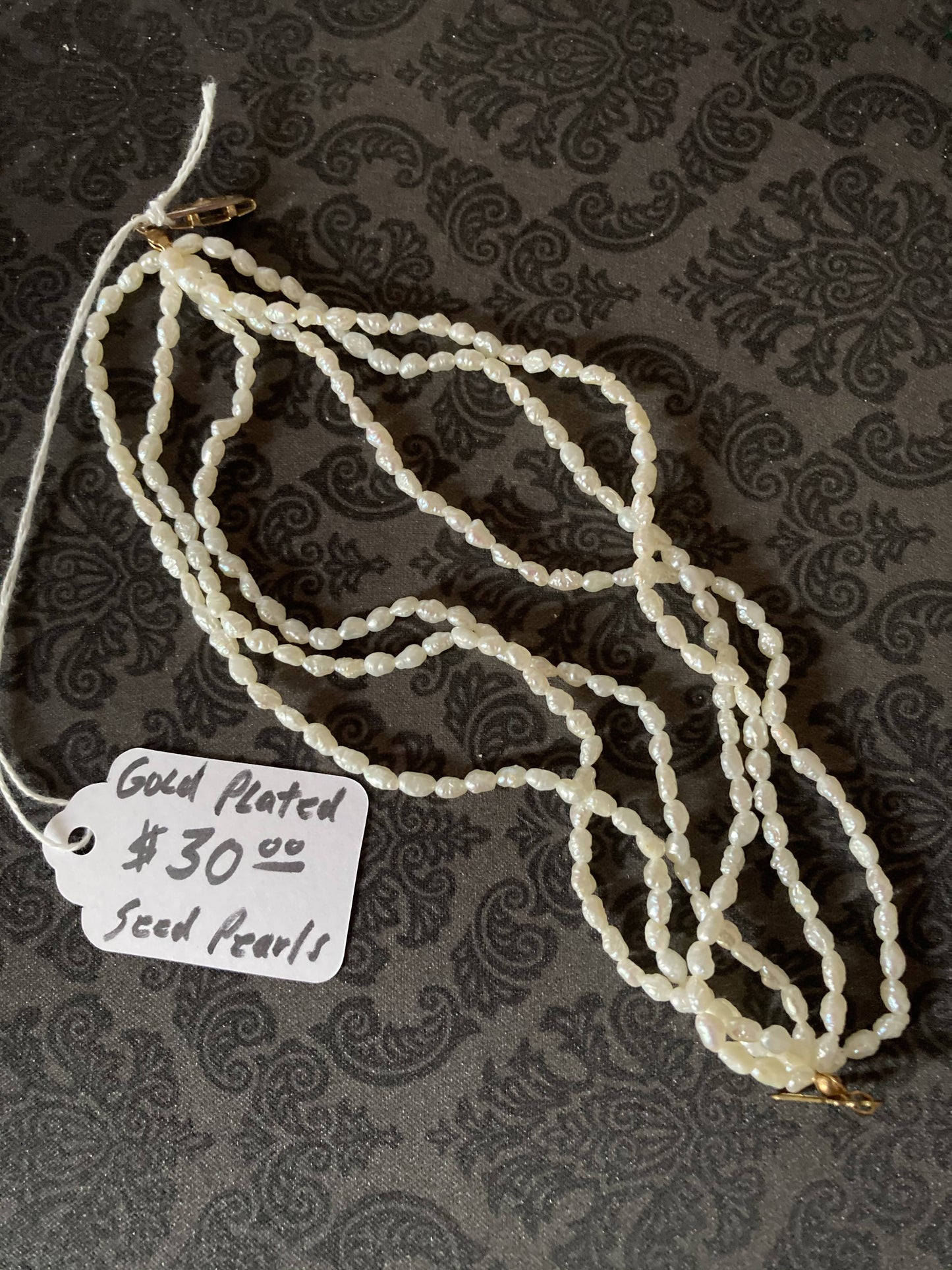 Jewelry = Vintage Gold-Plated Fresh Water Seed Pearl Bracelet