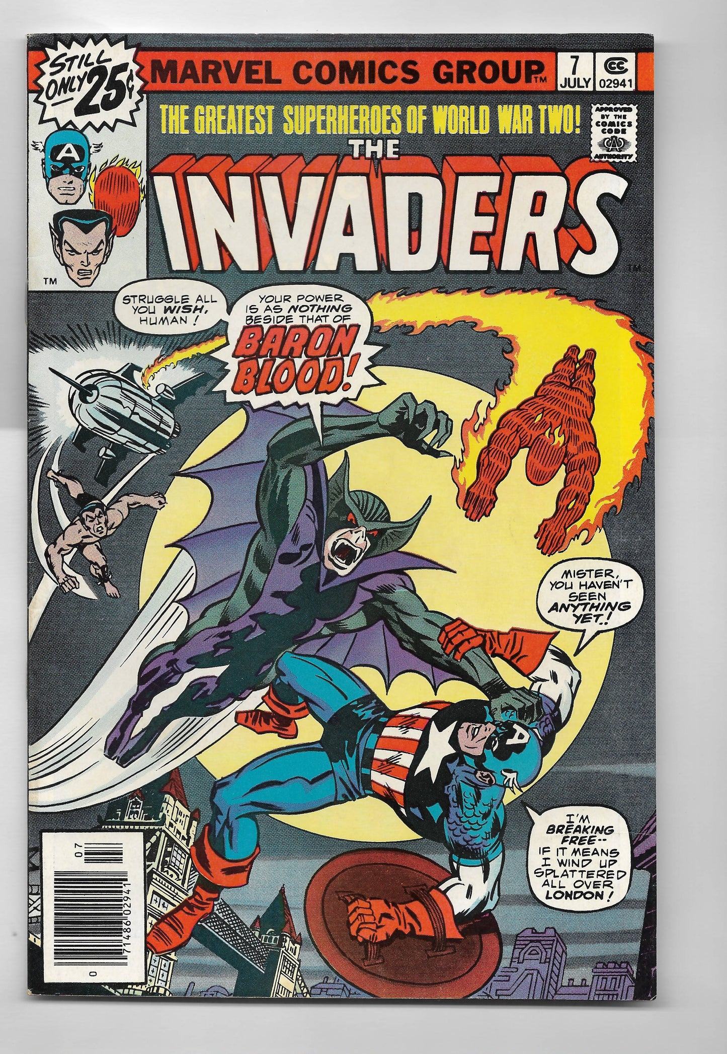 Comic Book = INVADERS #7 - 1ST UNION JACK & BARON BLOOD