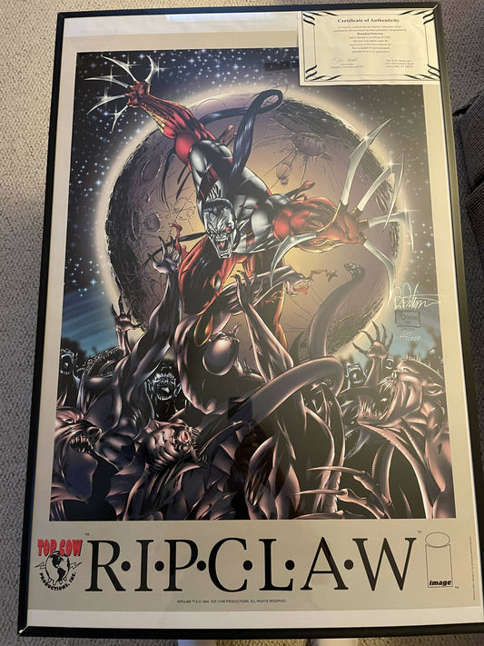 Comic = RIPCLAW Poster Signed by Artist BRANDON PETERSON Limited Edition Numbered 666/1000