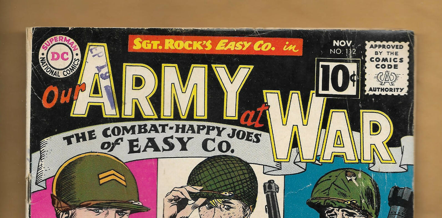 Comic Book = OUR ARMY AT WAR #112 - CLASSIC COVER FROM 1961!