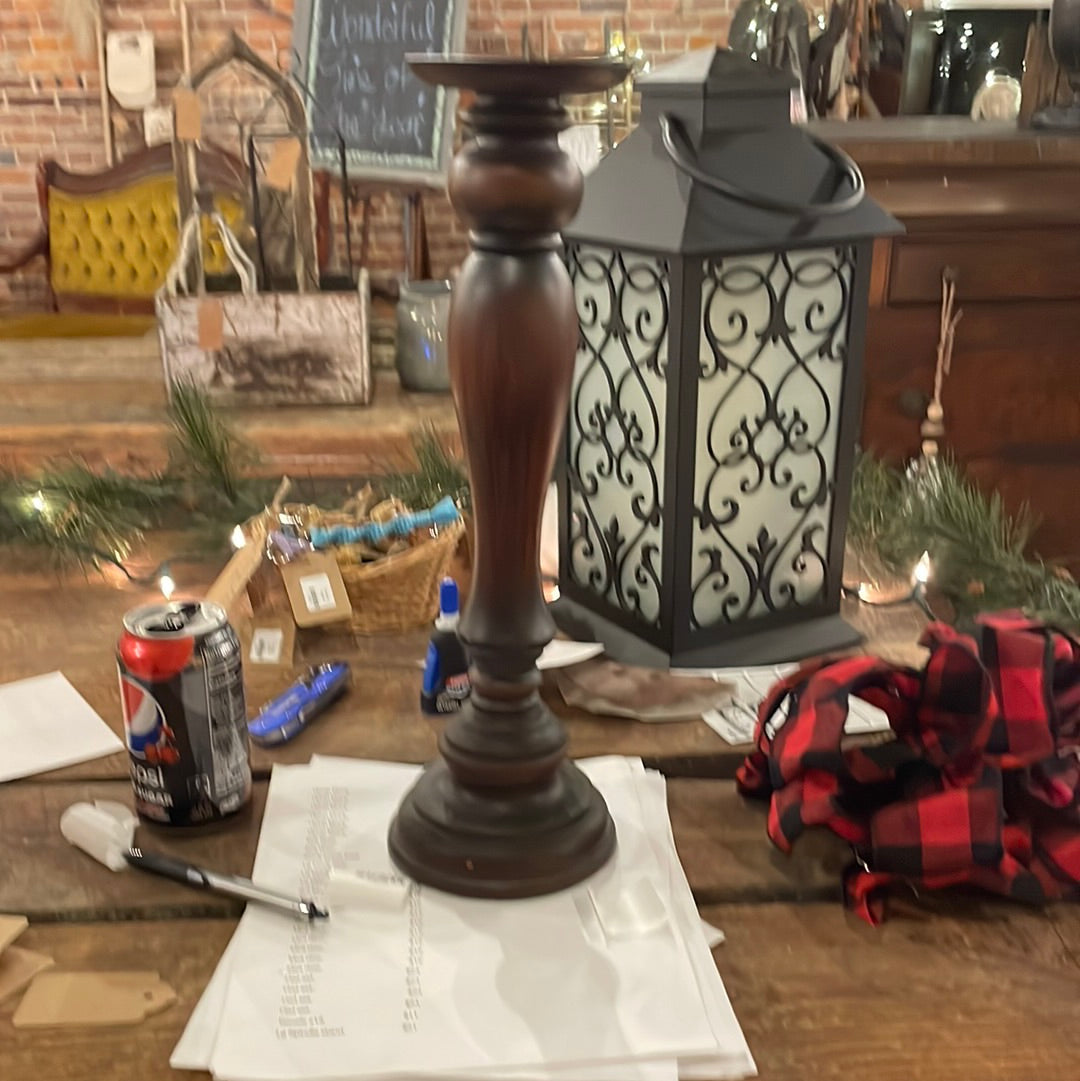 Wooden Candle Stick(Dark)