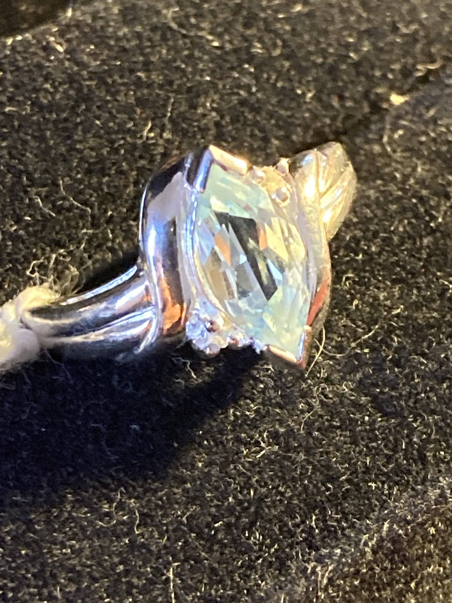 Sterling Blue Topaz Ring(w/small diamond)